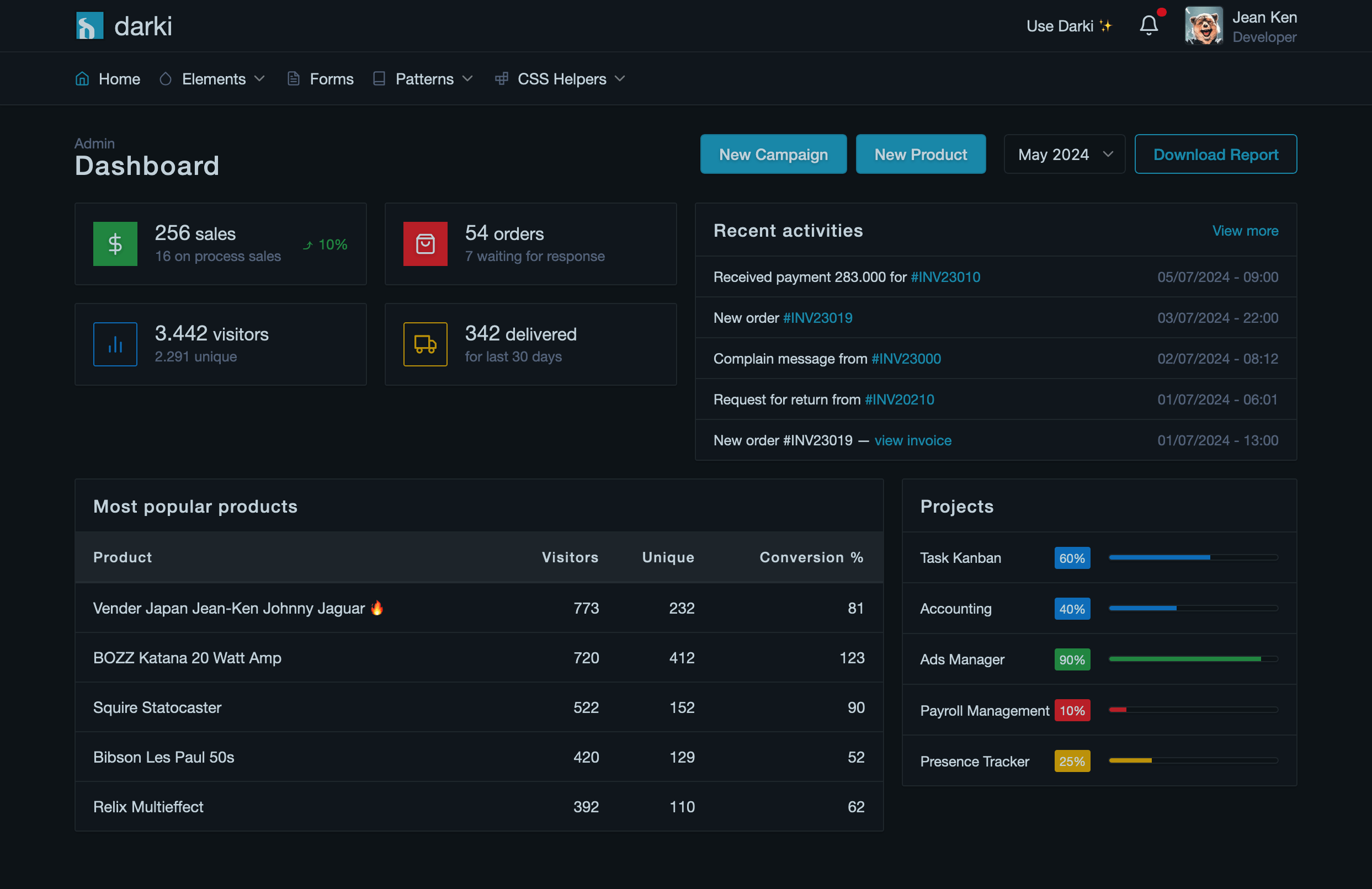 darki - dark-themed dashboard